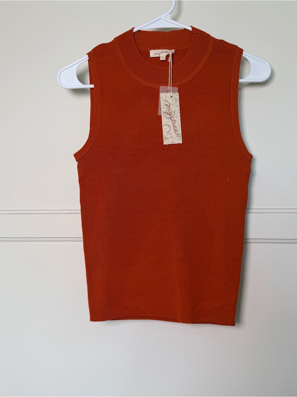 Mystree Ribbed Sleeveless Tank in Rust (D0015)